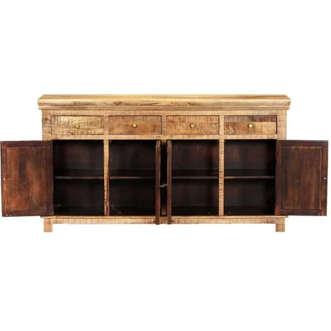 TRUE DEAL Buffet Avec 4 Tiroirs 160 X 40 X 85 Cm Bois Massif De Manguier 5 TRUE DEAL Buffet Avec 4 Tiroirs 160 X 40 X 85 Cm Bois Massif De Manguier – Image 5