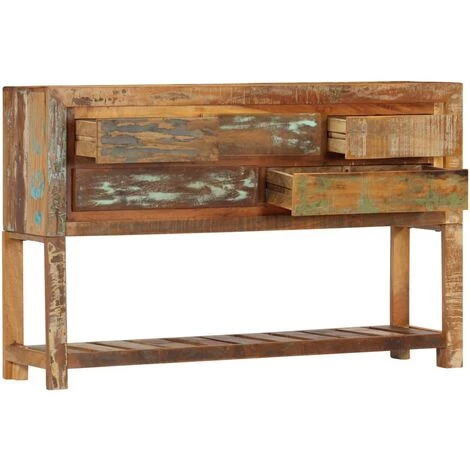 TRUE DEAL Buffet 120x30x75 Cm Bois De Récupération Solide 4 TRUE DEAL Buffet 120x30x75 Cm Bois De Récupération Solide – Image 4
