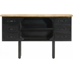 VidaXL Buffet 110x30x65 Cm Bois De Manguier Massif Brut Et Acier - Brun 6 VidaXL Buffet 110x30x65 Cm Bois De Manguier Massif Brut Et Acier - Brun -Buffet et enfilade Soldes 27114498 2