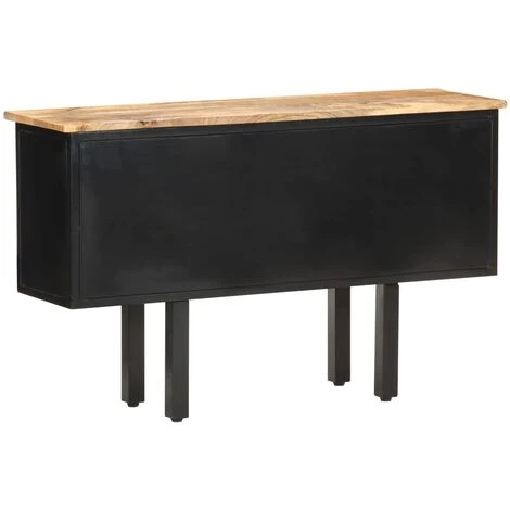 VidaXL Buffet 110x30x65 Cm Bois De Manguier Massif Brut Et Acier - Brun 3 VidaXL Buffet 110x30x65 Cm Bois De Manguier Massif Brut Et Acier - Brun – Image 3