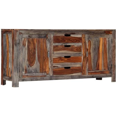 TRUE DEAL Buffet Gris 160 X 40 X 75 Cm Bois De Sesham Massif 1 TRUE DEAL Buffet Gris 160 X 40 X 75 Cm Bois De Sesham Massif