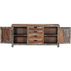 TRUE DEAL Buffet Gris 160 X 40 X 75 Cm Bois De Sesham Massif 8 TRUE DEAL Buffet Gris 160 X 40 X 75 Cm Bois De Sesham Massif -Buffet et enfilade Soldes 27157012 4