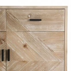 MACABANE ANDRO - Buffet Beige Scandi 2 Tiroirs 2 Portes Pieds Noirs Sapin - Blanchie -Buffet et enfilade Soldes 27206606 3