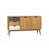Buffets BOBOCHIC - Buffet 140 Cm ALMA Gris, Blanc Et Bois Clair - Marron