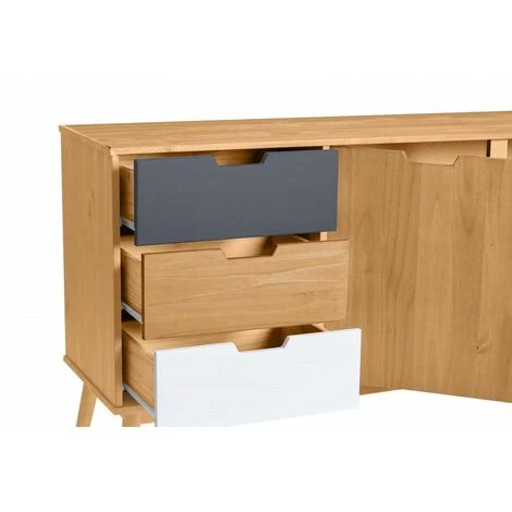 Buffets BOBOCHIC - Buffet 140 Cm ALMA Gris, Blanc Et Bois Clair - Marron 3 Buffets BOBOCHIC - Buffet 140 Cm ALMA Gris, Blanc Et Bois Clair - Marron – Image 3