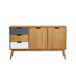 Buffets BOBOCHIC - Buffet 140 Cm ALMA Gris, Blanc Et Bois Clair - Marron 9 Buffets BOBOCHIC - Buffet 140 Cm ALMA Gris, Blanc Et Bois Clair - Marron -Buffet et enfilade Soldes 27237805 5