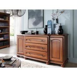 HUCOCO BAVARIAL - Grand Buffet Salon/chambre/salle à Manger - Style Classique - Dimensions 184,5x87x49,5 Cm - Faces En Bois - Marron -Buffet et enfilade Soldes 27334706 2