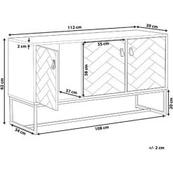 BELIANI Commode Effet Bois Foncé Et Blanche 3 Portes - Bois Foncé -Buffet et enfilade Soldes 27608928 3