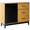 Buffets BOBOCHIC - Buffet 1 Porte AUSTIN Noir Et Bois Clair - Noir