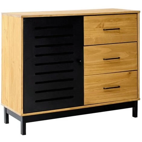 Buffets BOBOCHIC - Buffet 1 Porte AUSTIN Noir Et Bois Clair - Noir 1 Buffets BOBOCHIC - Buffet 1 Porte AUSTIN Noir Et Bois Clair - Noir