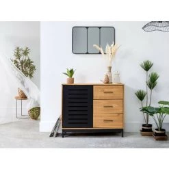 Buffets BOBOCHIC - Buffet 1 Porte AUSTIN Noir Et Bois Clair - Noir 6 Buffets BOBOCHIC - Buffet 1 Porte AUSTIN Noir Et Bois Clair - Noir -Buffet et enfilade Soldes 27802878 2