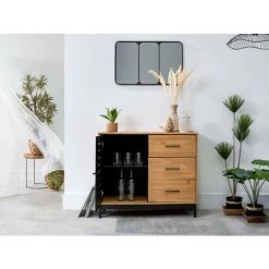 Buffets BOBOCHIC - Buffet 1 Porte AUSTIN Noir Et Bois Clair - Noir 7 Buffets BOBOCHIC - Buffet 1 Porte AUSTIN Noir Et Bois Clair - Noir -Buffet et enfilade Soldes 27802878 3