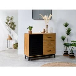 Buffets BOBOCHIC - Buffet 1 Porte AUSTIN Noir Et Bois Clair - Noir 8 Buffets BOBOCHIC - Buffet 1 Porte AUSTIN Noir Et Bois Clair - Noir -Buffet et enfilade Soldes 27802878 4