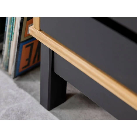 Buffets BOBOCHIC - Buffet 1 Porte AUSTIN Noir Et Bois Clair - Noir 5 Buffets BOBOCHIC - Buffet 1 Porte AUSTIN Noir Et Bois Clair - Noir – Image 5