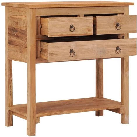 LITZEE Buffet 78x35x80 Cm Bois De Teck Massif 2 LITZEE Buffet 78x35x80 Cm Bois De Teck Massif – Image 2