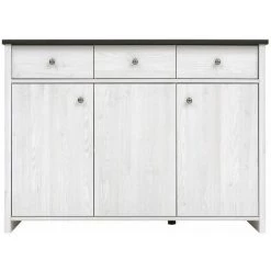 HUCOCO PORTOS - Buffet à Trois Portes Salon/chambre - Style Classique - 128,5 X 94 X 40 Cm - Tiroirs + Compartiments - Blanc -Buffet et enfilade Soldes 27848328 2