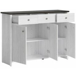 HUCOCO PORTOS - Buffet à Trois Portes Salon/chambre - Style Classique - 128,5 X 94 X 40 Cm - Tiroirs + Compartiments - Blanc -Buffet et enfilade Soldes 27848328 3