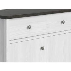 HUCOCO PORTOS - Buffet à Trois Portes Salon/chambre - Style Classique - 128,5 X 94 X 40 Cm - Tiroirs + Compartiments - Blanc -Buffet et enfilade Soldes 27848328 4