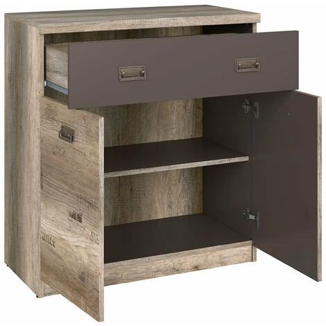 HUCOCO LISETTO - Buffet Pour Salon, Chambre Adulte Et Chambre Ado - Style Moderne - 87,5 X 80 X 40 Cm - Un Tiroir - Beige 3 HUCOCO LISETTO - Buffet Pour Salon, Chambre Adulte Et Chambre Ado - Style Moderne - 87,5 X 80 X 40 Cm - Un Tiroir - Beige – Image 3