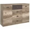 HUCOCO LISETTO - Buffet Pour Salon, Chambre Adulte Et Chambre Ado - Style Moderne - 130 X 87,5 X 40 Cm - Tiroirs - Beige