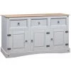 ASUPERMALL Buffet Pin Mexicain Massif Gamme Corona Gris 132 X 43 X 78 Cm