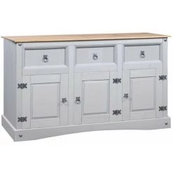 ASUPERMALL Buffet Pin Mexicain Massif Gamme Corona Gris 132 X 43 X 78 Cm