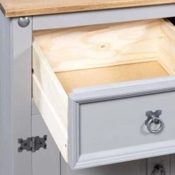 ASUPERMALL Buffet Pin Mexicain Massif Gamme Corona Gris 132 X 43 X 78 Cm -Buffet et enfilade Soldes 27970725 4