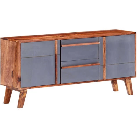 ASUPERMALL Buffet Gris 120x30x55 Cm Bois Massif 2 ASUPERMALL Buffet Gris 120x30x55 Cm Bois Massif – Image 2