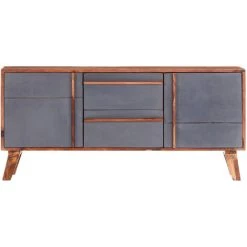 ASUPERMALL Buffet Gris 120x30x55 Cm Bois Massif 8 ASUPERMALL Buffet Gris 120x30x55 Cm Bois Massif -Buffet et enfilade Soldes 27971188 4