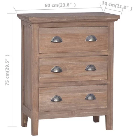 ASUPERMALL Buffet Avec 3 Tiroirs 60x30x75 Cm Bois De Teck Massif 2 ASUPERMALL Buffet Avec 3 Tiroirs 60x30x75 Cm Bois De Teck Massif – Image 2