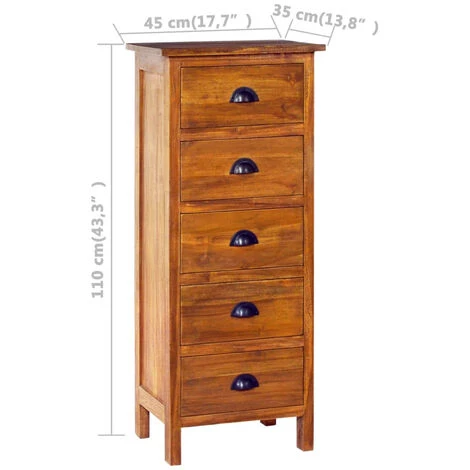 ASUPERMALL Buffet 45x35x110 Cm Bois De Teck Massif 3 ASUPERMALL Buffet 45x35x110 Cm Bois De Teck Massif – Image 3