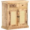 ASUPERMALL Buffet 65x32x70 Cm Bois De Manguier Massif Et Canne Naturelle
