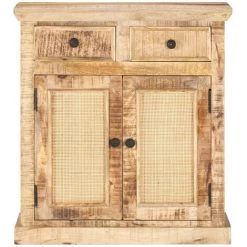 ASUPERMALL Buffet 65x32x70 Cm Bois De Manguier Massif Et Canne Naturelle -Buffet et enfilade Soldes 27971712 5