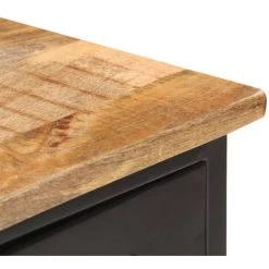 ASUPERMALL Buffet 110x30x65 Cm Bois De Manguier Massif Brut Et Acier -Buffet et enfilade Soldes 27972088 3