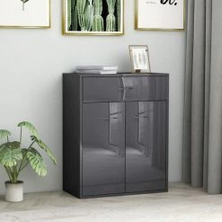 ASUPERMALL Buffet Gris Brillant 60x30x75 Cm Agglomere