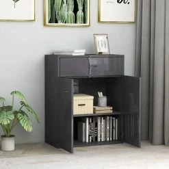 ASUPERMALL Buffet Gris Brillant 60x30x75 Cm Agglomere -Buffet et enfilade Soldes 27972355 3