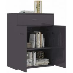 ASUPERMALL Buffet Gris Brillant 60x30x75 Cm Agglomere -Buffet et enfilade Soldes 27972355 4