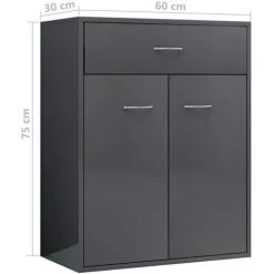 ASUPERMALL Buffet Gris Brillant 60x30x75 Cm Agglomere -Buffet et enfilade Soldes 27972355 5