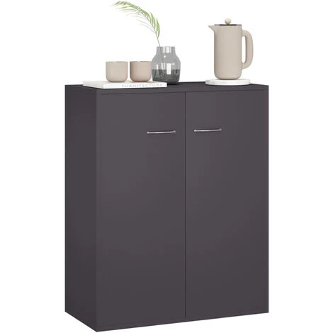 ASUPERMALL Buffet Gris 60 X 30 X 75 Cm Agglomere 2 ASUPERMALL Buffet Gris 60 X 30 X 75 Cm Agglomere – Image 2