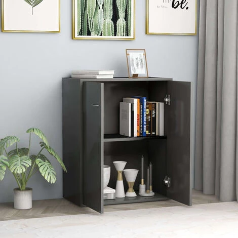 ASUPERMALL Buffet Gris 60 X 30 X 75 Cm Agglomere 3 ASUPERMALL Buffet Gris 60 X 30 X 75 Cm Agglomere – Image 3