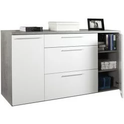 LLB LIVING LIFE BED Buffet 160x45cm Design Moderne Blanc Salon Cuisine Leyla -Buffet et enfilade Soldes 28011900 3