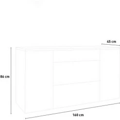 LLB LIVING LIFE BED Buffet 160x45cm Design Moderne Blanc Salon Cuisine Leyla -Buffet et enfilade Soldes 28011900 5