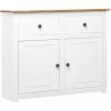 TRUE DEAL Buffet Blanc 93x40x80 Cm Pin Solide Assortiment Panama