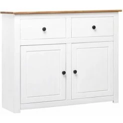 TRUE DEAL Buffet Blanc 93x40x80 Cm Pin Solide Assortiment Panama
