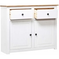 TRUE DEAL Buffet Blanc 93x40x80 Cm Pin Solide Assortiment Panama -Buffet et enfilade Soldes 28025879 3