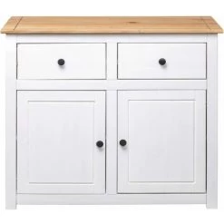 TRUE DEAL Buffet Blanc 93x40x80 Cm Pin Solide Assortiment Panama -Buffet et enfilade Soldes 28025879 5
