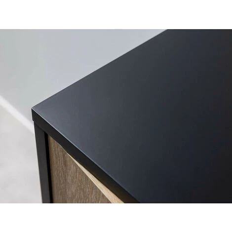 Buffets BOBOCHIC - Buffet 120 Cm 3 Portes RAVEN Imitation Chêne Blanchi - Noir 5 Buffets BOBOCHIC - Buffet 120 Cm 3 Portes RAVEN Imitation Chêne Blanchi - Noir – Image 5