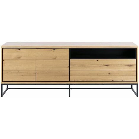 Buffets BOBOCHIC - Buffet 198 Cm DIANA Placage Chêne Et Métal - Marron 3 Buffets BOBOCHIC - Buffet 198 Cm DIANA Placage Chêne Et Métal - Marron – Image 3