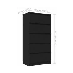 ASUPERMALL Buffet A Tiroirs Noir 60x35x121 Cm Agglomere -Buffet et enfilade Soldes 28060785 5