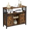VASAGLE Buffet De Salle à Manger, Placard De Cuisine, Meuble De Rangement, Armoire, Portes De Grange Coulissantes, étagère Réglable, Style Industriel, Pour Salon, Marron Rustique Et Noir Par SONGMICS LSC092B01 - Marron Rustique Et Noir